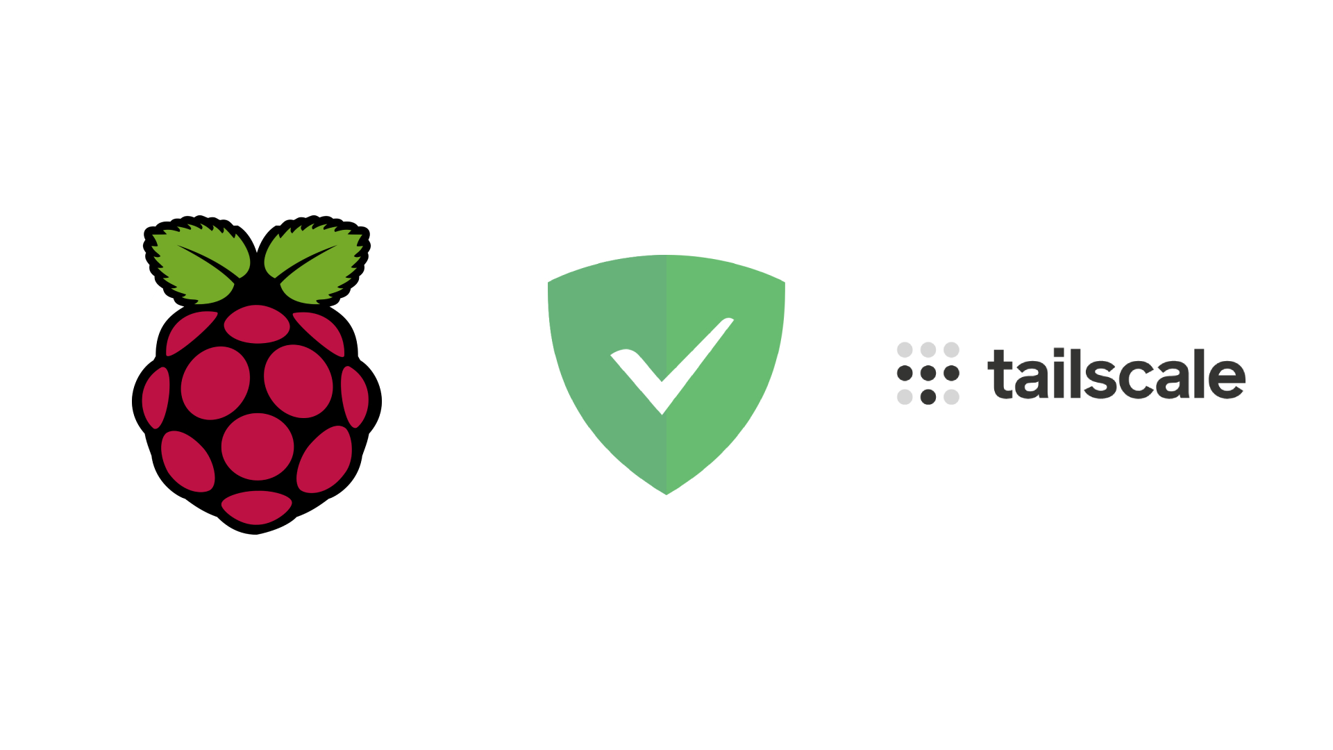 Raspberry Pi, Adguard Home, and Tailscale logos