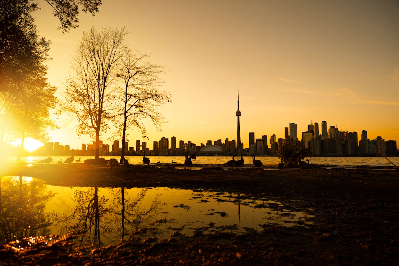 Scenic view of Toronto at dawn