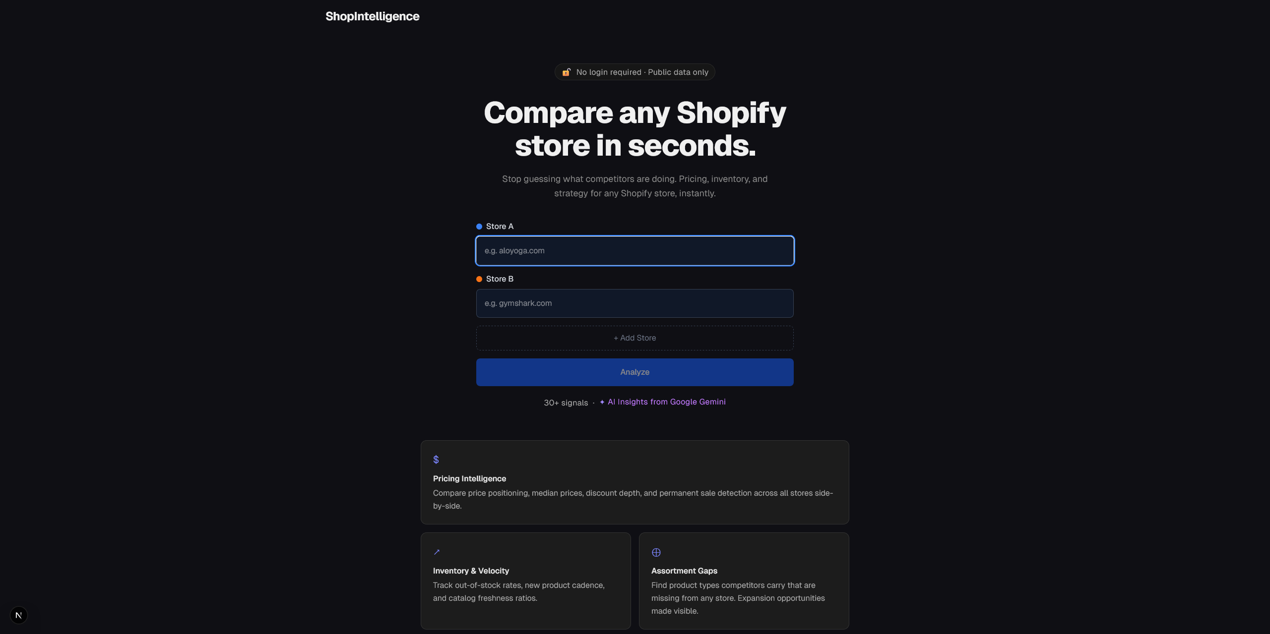 Screenshot of ShopIntelligence